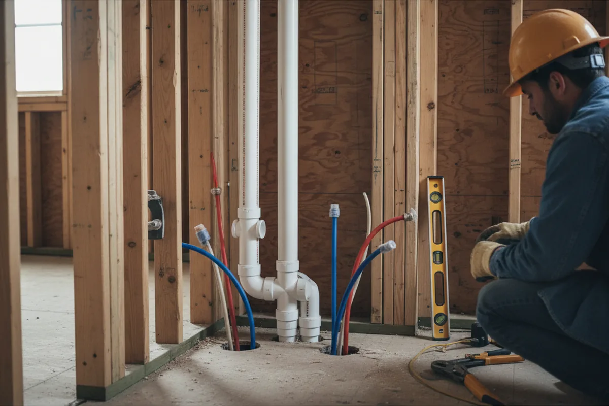Drain and supply rough-in during Leak Detection in Belews Creek